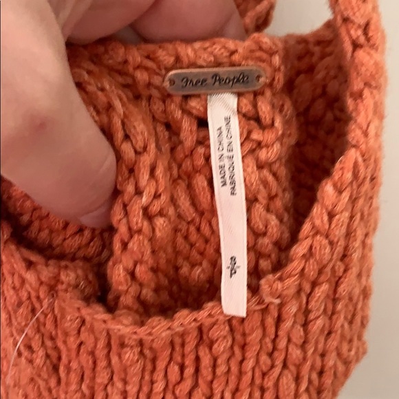 Small Orange Knit & Flowy Free People Halter Top - Picture 8 of 8